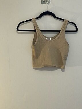 Cotton On Ribbed Crop Tank Top - Taupe